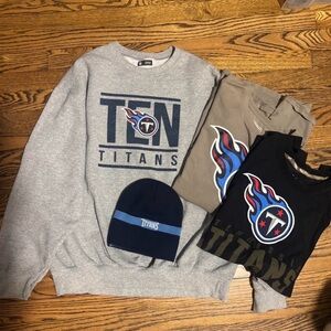Tennessee Titans BUNDLE Gray Logo Crewneck Sweatshirt and tshirts - Official NFL